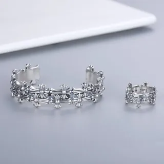 Pulsera con Motif de Cruz de Plata Openwork