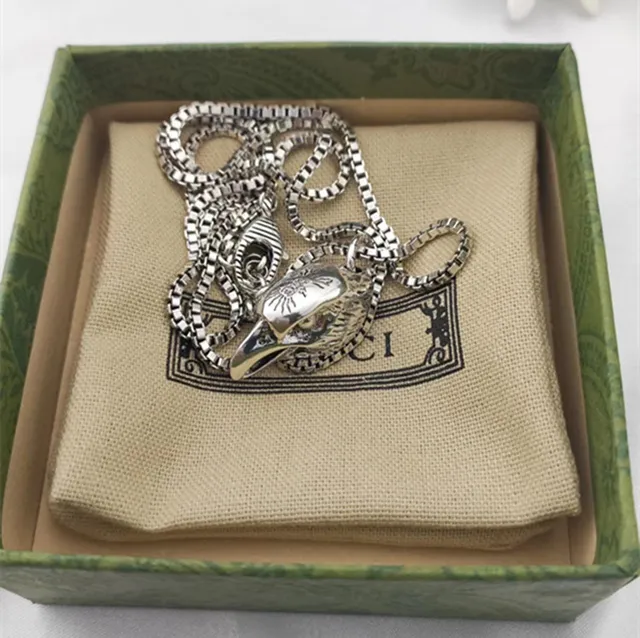 Silver Eagle Head Pendant Box Chain Necklace 7
