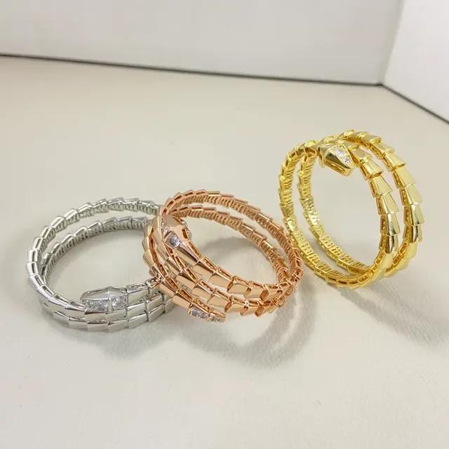 Silver Gold Coiled Segmented Design Pavé-Set Clear Stones Bracelet 2