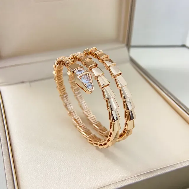 Silver Gold Coiled Segmented Design Pavé-Set Clear Stones Bracelet 4
