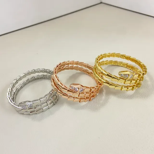 Silver Gold Coiled Segmented Design Pavé-Set Clear Stones Bracelet 6