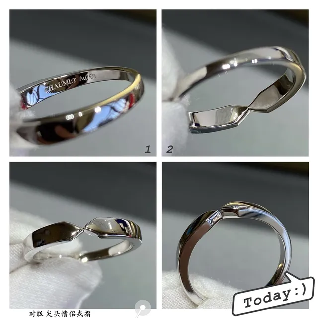 Silver Gold Geometric Twisted Band Pavé-Set Stones Ring 3