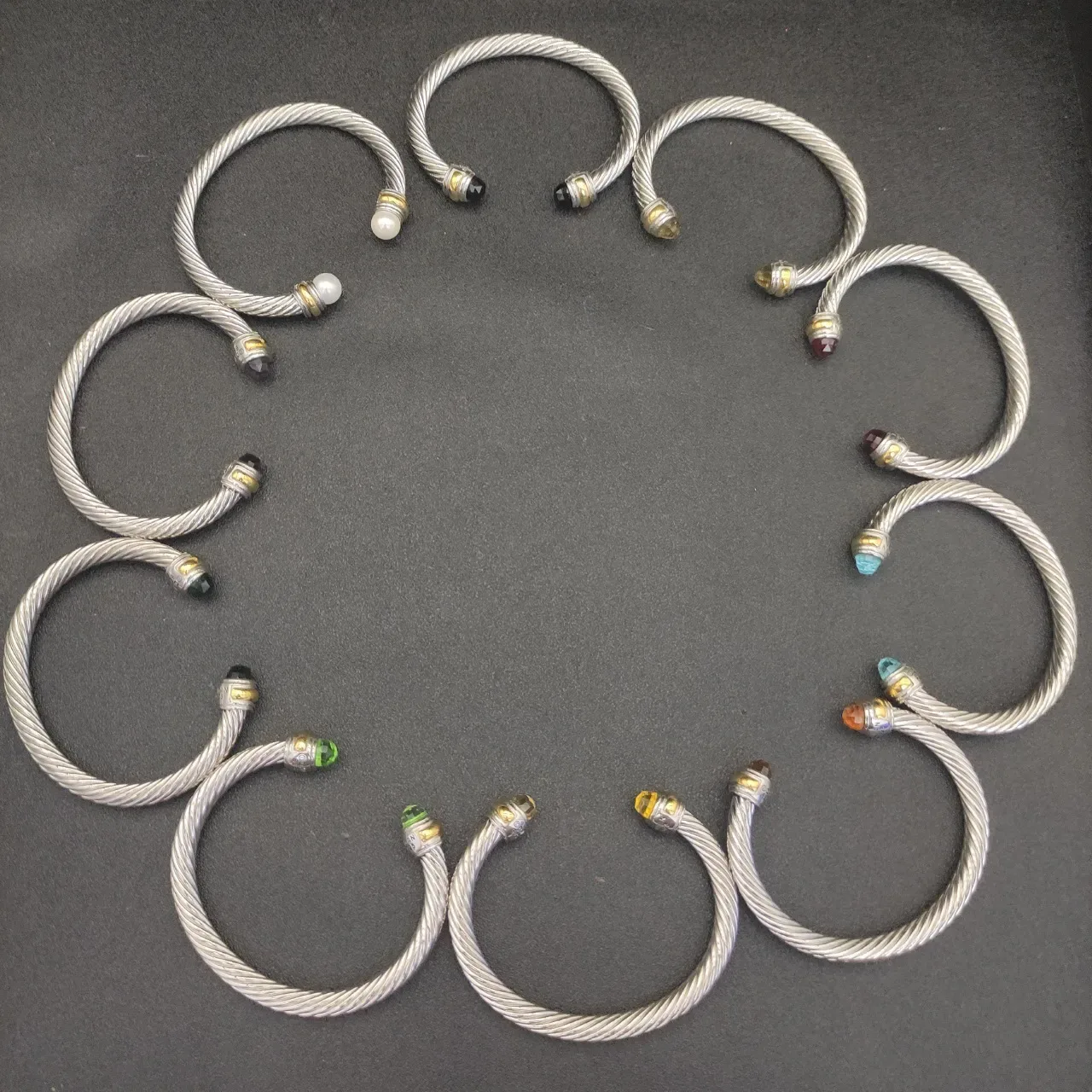 Silver Gold Twisted Cable Cuff Bracelet 3