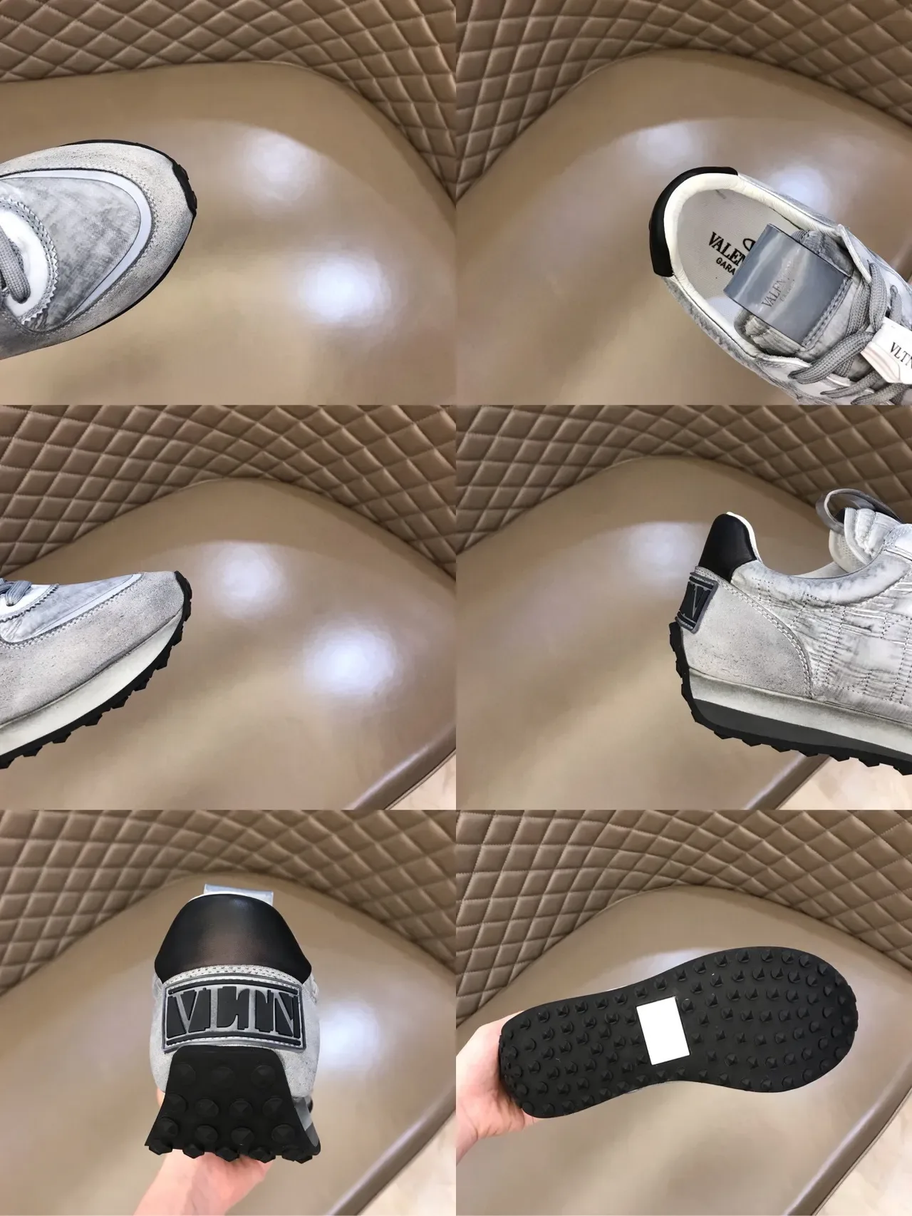 Silver-Gray Textured Retro Runner Lifestyle Sneakers 2