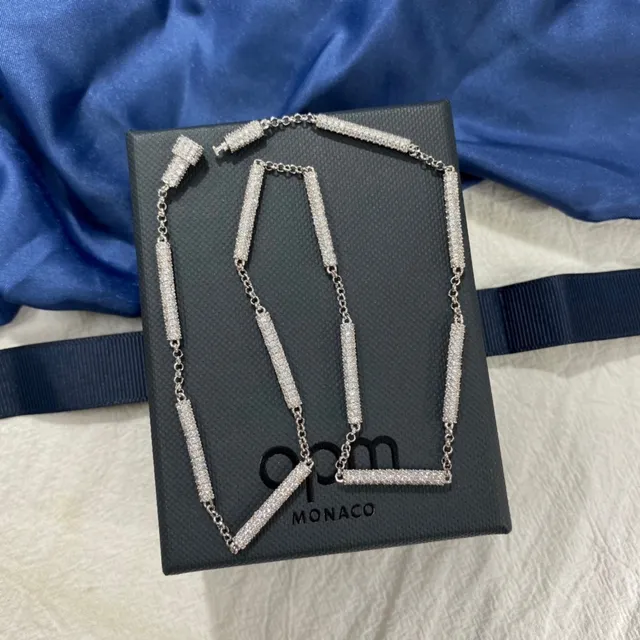 Silver Pavé-Set Segmented Link Necklace 3