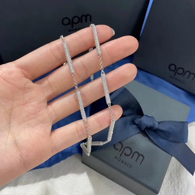 Silver Pavé-Set Segmented Link Necklace 4