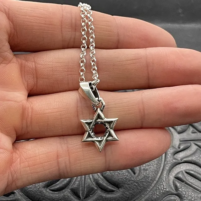 Silver Star of David Pendant Necklace 4