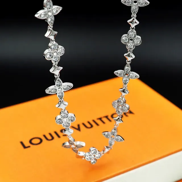Silver-Tone Floral and Star Motif Pavé Crystal Necklace 2