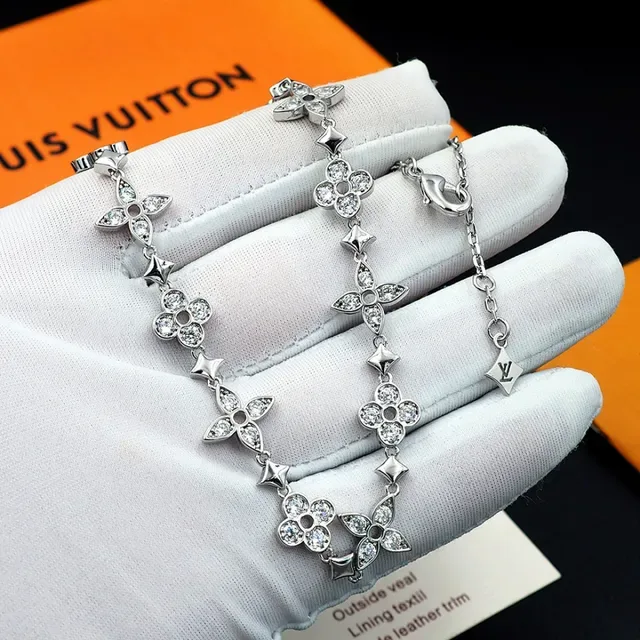 Silver-Tone Floral and Star Motif Pavé Crystal Necklace 5