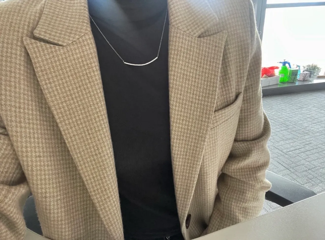 Silver-Tone Pavé Bar Pendant Necklace 3