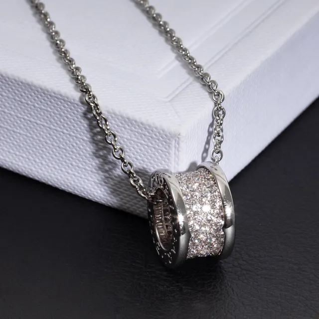 Silver-Tone Pavé Cylinder Pendant Necklace 5