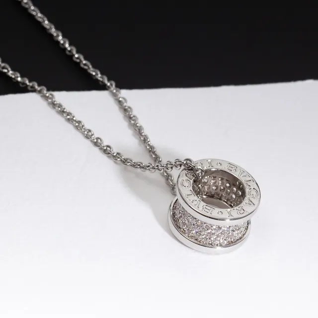 Silver-Tone Pavé Cylinder Pendant Necklace 7