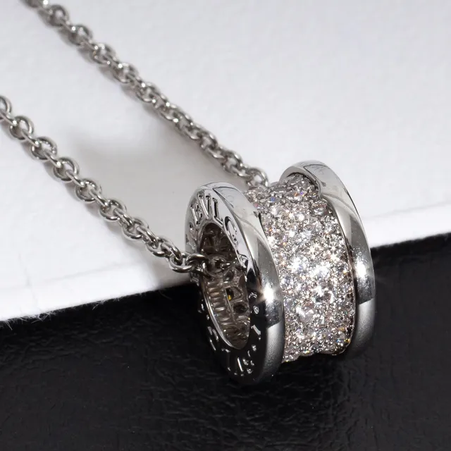 Silver-Tone Pavé Cylinder Pendant Necklace 9