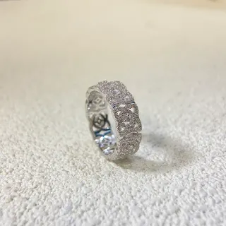 Silver-Tone Pavé-Set Openwork Floral Eternity Ring