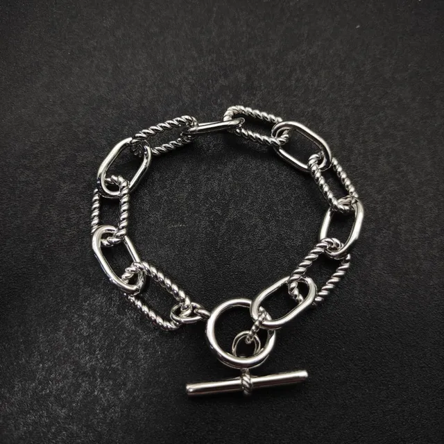 Silver-Tone Rope-Link Toggle Clasp Bracelet 9
