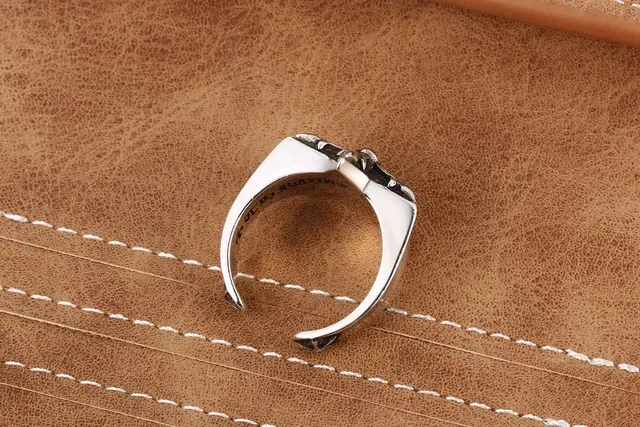 Silver-Tone Star Floral Motif Open Adjustable Ring 2