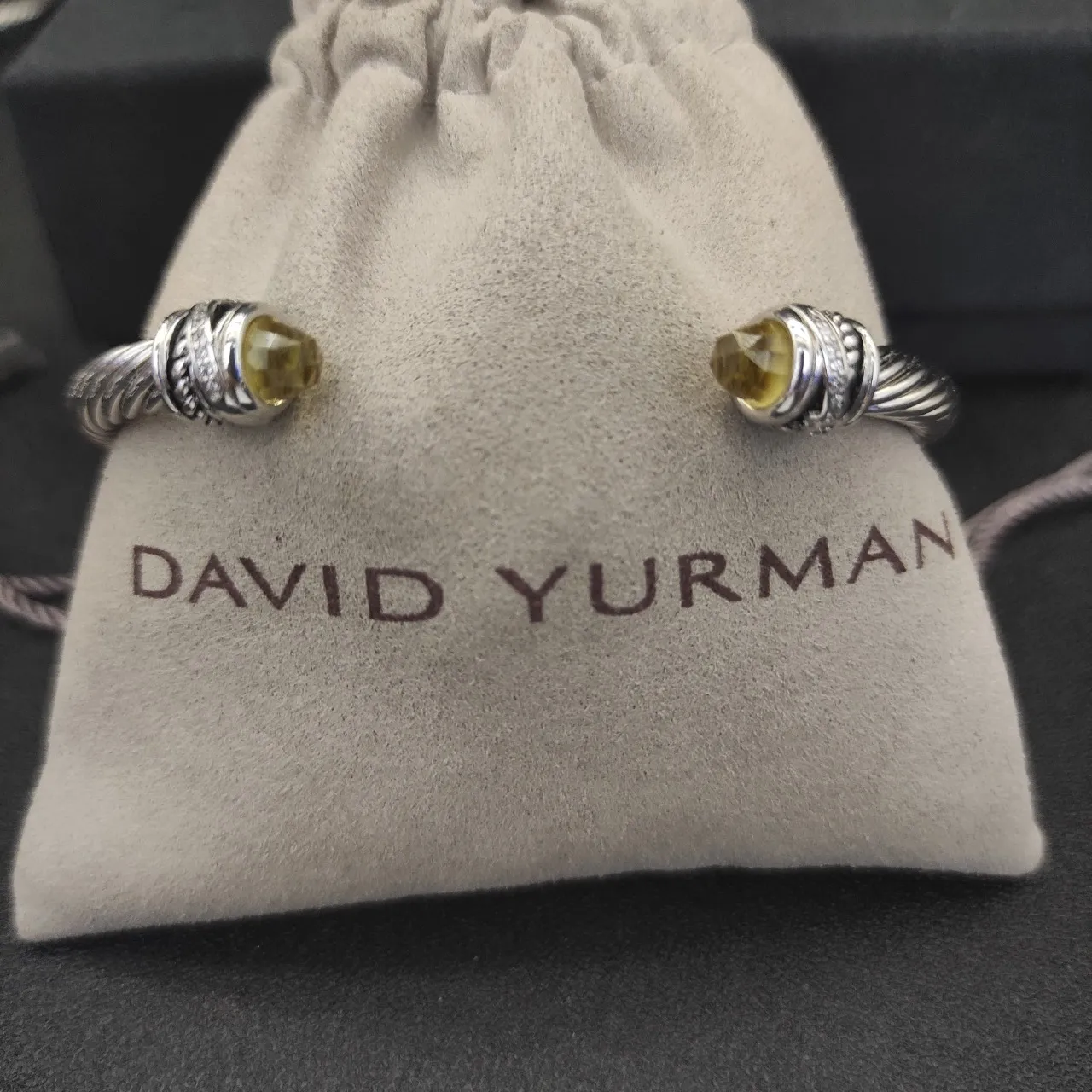 Silver-Tone Twisted Cable Gemstone-Terminal Open Cuff Bracelet 7