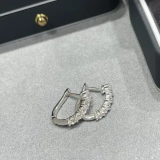 Silver-Toned Channel-Set Multi-Stone Hinged Hoop Earrings