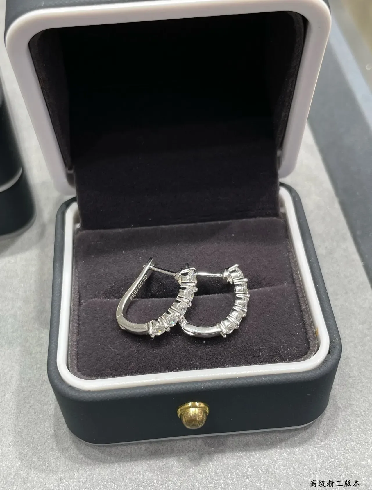 Silver-Toned Channel-Set Multi-Stone Hinged Hoop Earrings 4