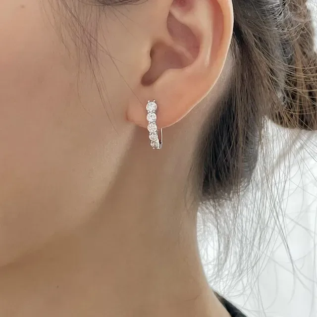 Silver-Toned Channel-Set Multi-Stone Hinged Hoop Earrings 8