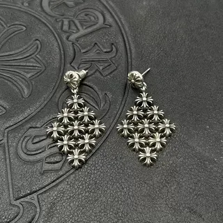 Silver-Toned Floral Starburst Diamond Dangle Earrings