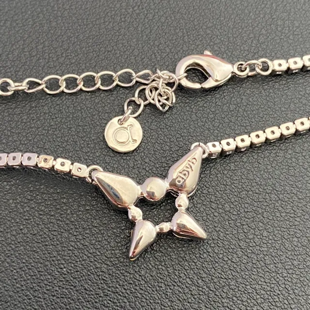 Silver Transparent Crystal Pavé Chain Butterfly Motif Earrings Necklace 5