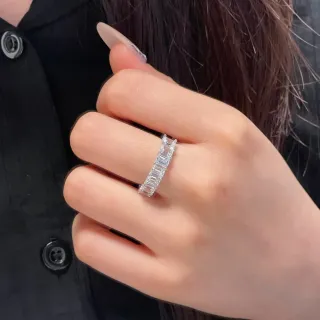 Silver Transparent Emerald-Cut Stones Channel-Set Ring