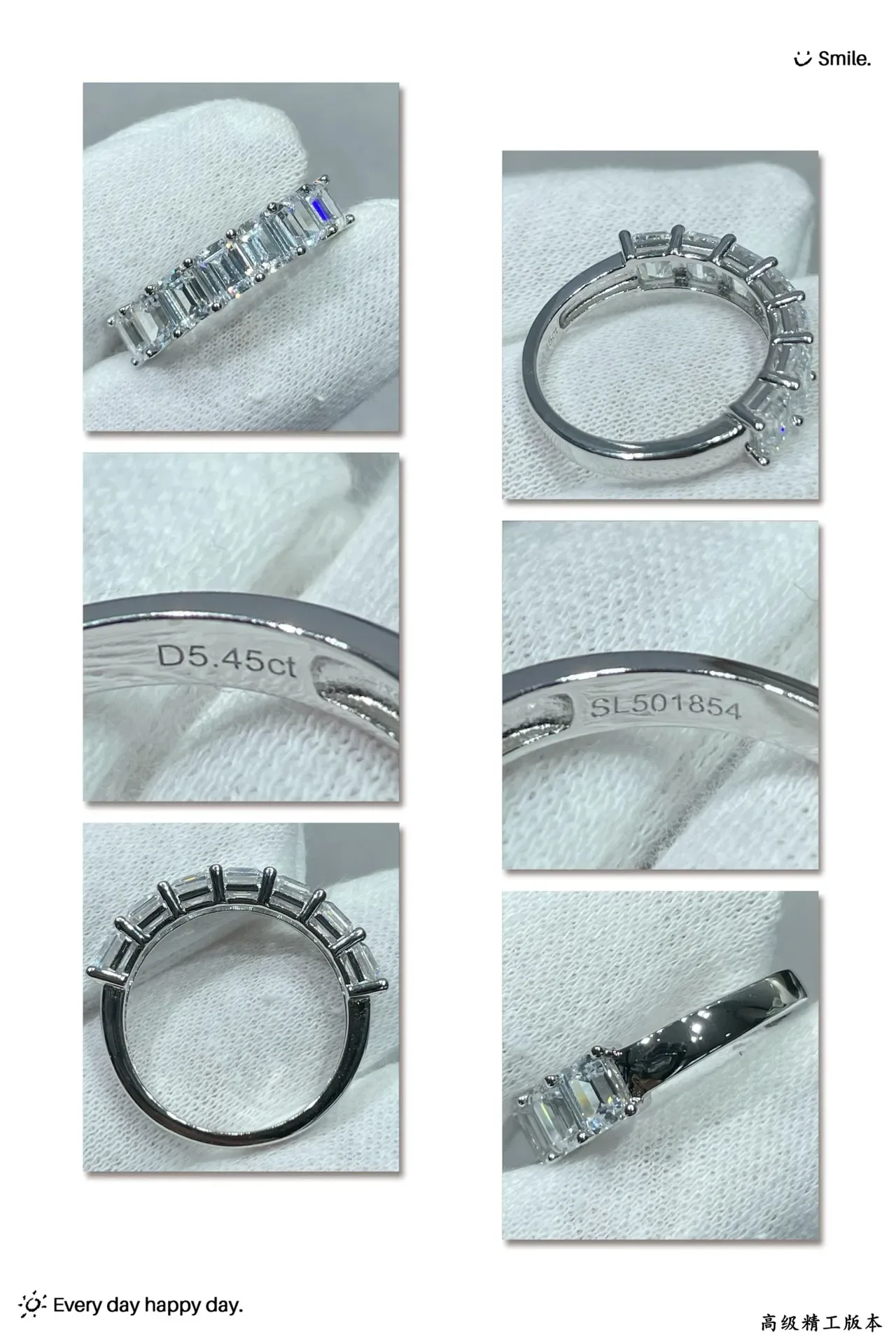 Silver Transparent Emerald-Cut Stones Channel-Set Ring 2