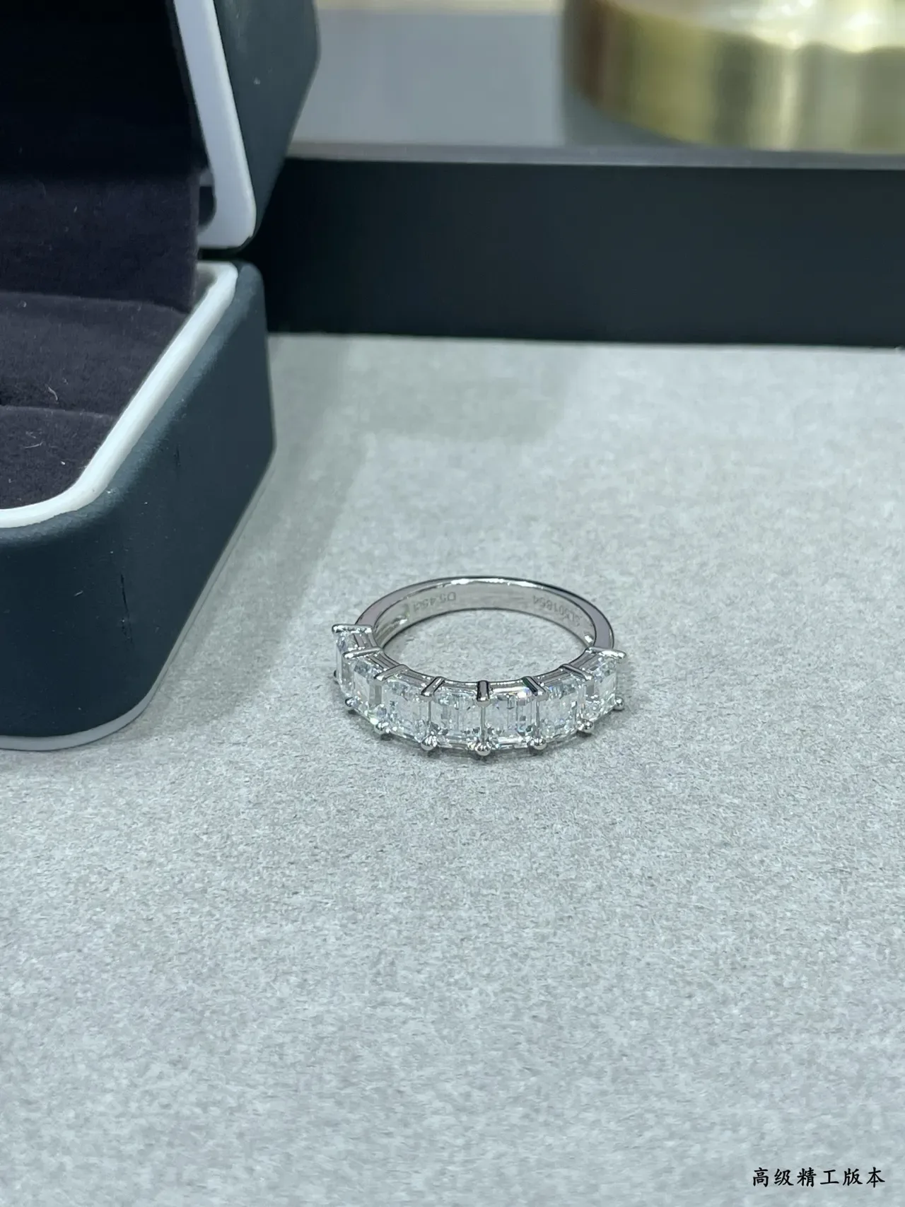 Silver Transparent Emerald-Cut Stones Channel-Set Ring 4