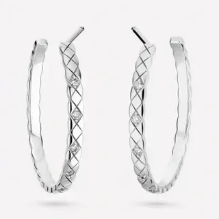 Brincos de prata transparentes com padrão de diamante matelassado Pavé-Set pedras