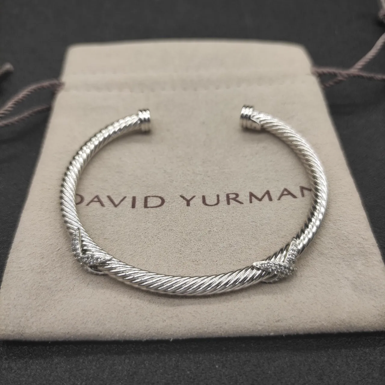 Silver Twisted Rope Open Cuff Bracelet 6