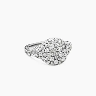Silver White Pavé-Set Asymmetrical Dome Ring
