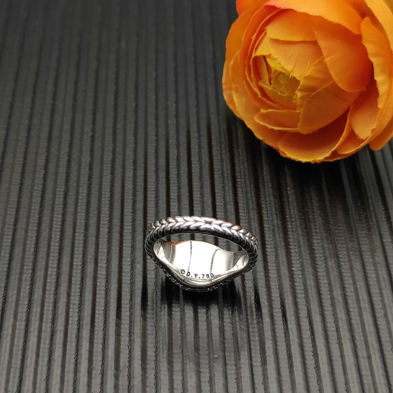 Silver White Pavé-Set Asymmetrical Dome Ring 4