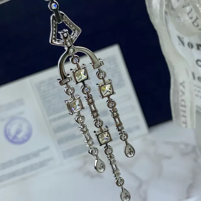 Silver Yellow Chandelier-Style Multi-Tiered Earrings 4