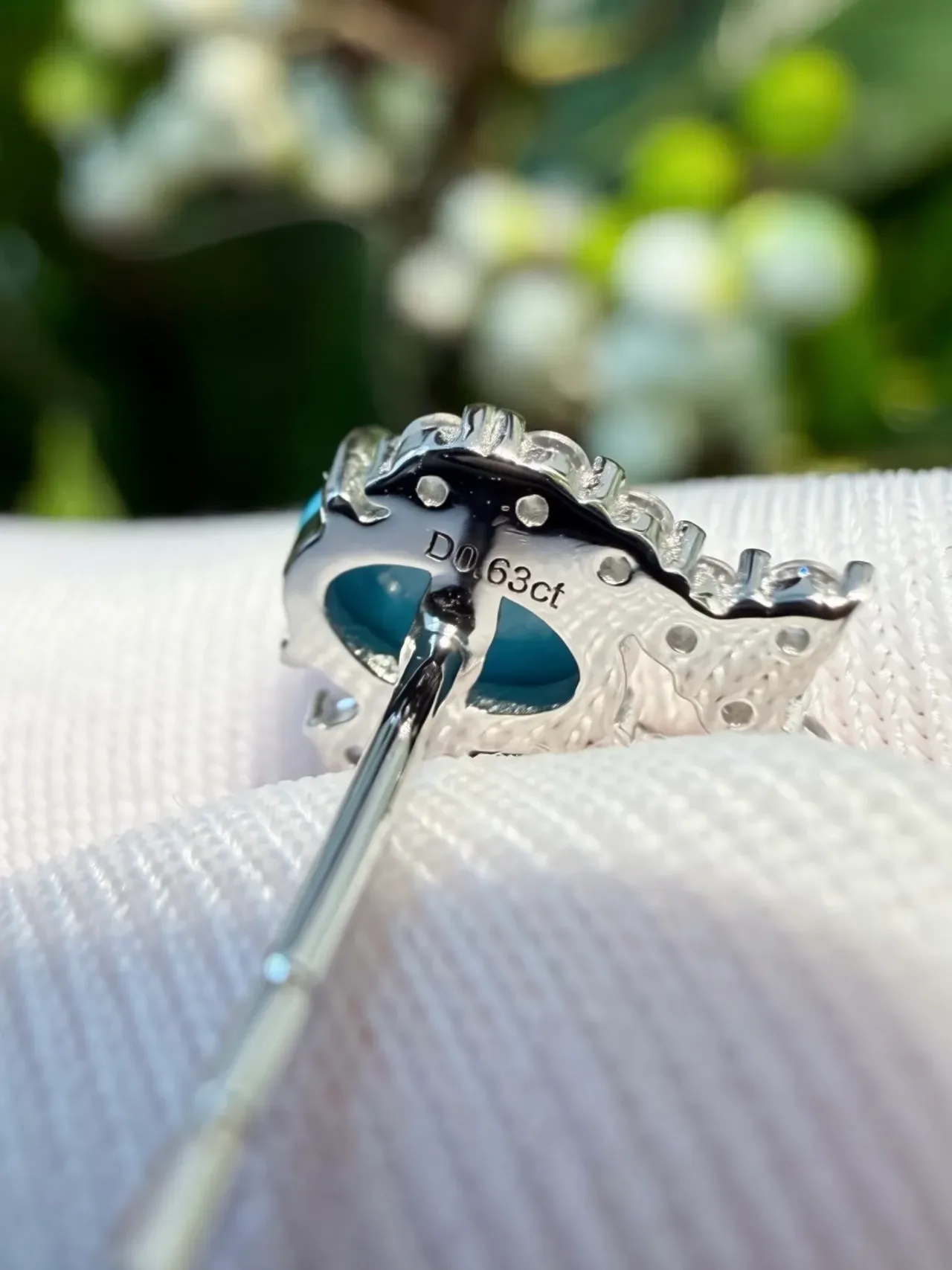 Sky Blue Cabochon and Pavé Drop Stud Earrings 2