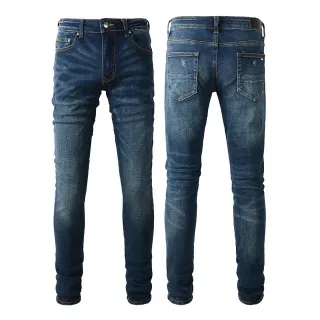 Slim-Fit Mid-Rise Distressed Indigo Jeans
