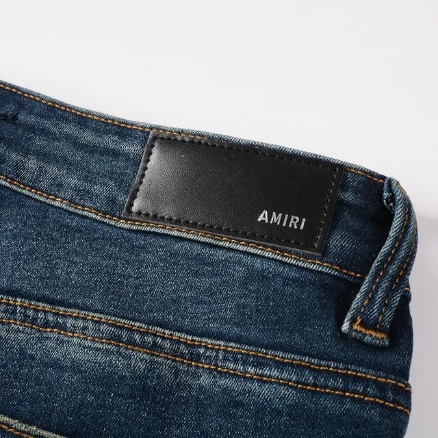 Slim-Fit Mid-Rise Distressed Indigo Jeans 2