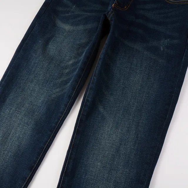 Slim-Fit Mid-Rise Distressed Indigo Jeans 5