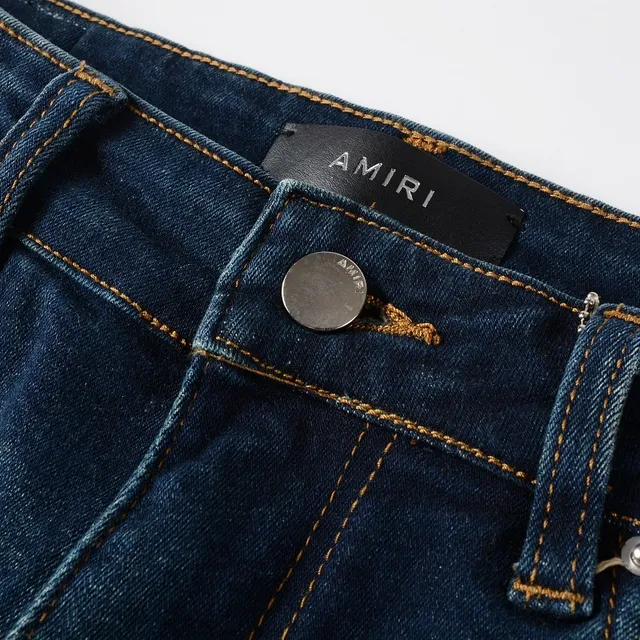 Slim-Fit Mid-Rise Distressed Indigo Jeans 8