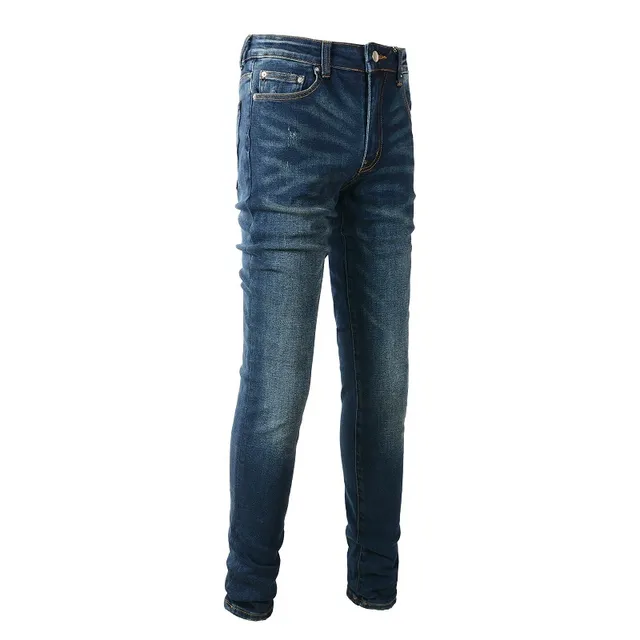 Slim-Fit Mid-Rise Distressed Indigo Jeans 11