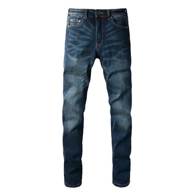 Slim-Fit Mid-Rise Distressed Indigo Jeans 15
