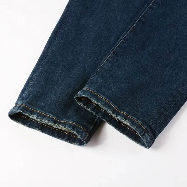 Slim-Fit Mid-Rise Distressed Indigo Jeans 17