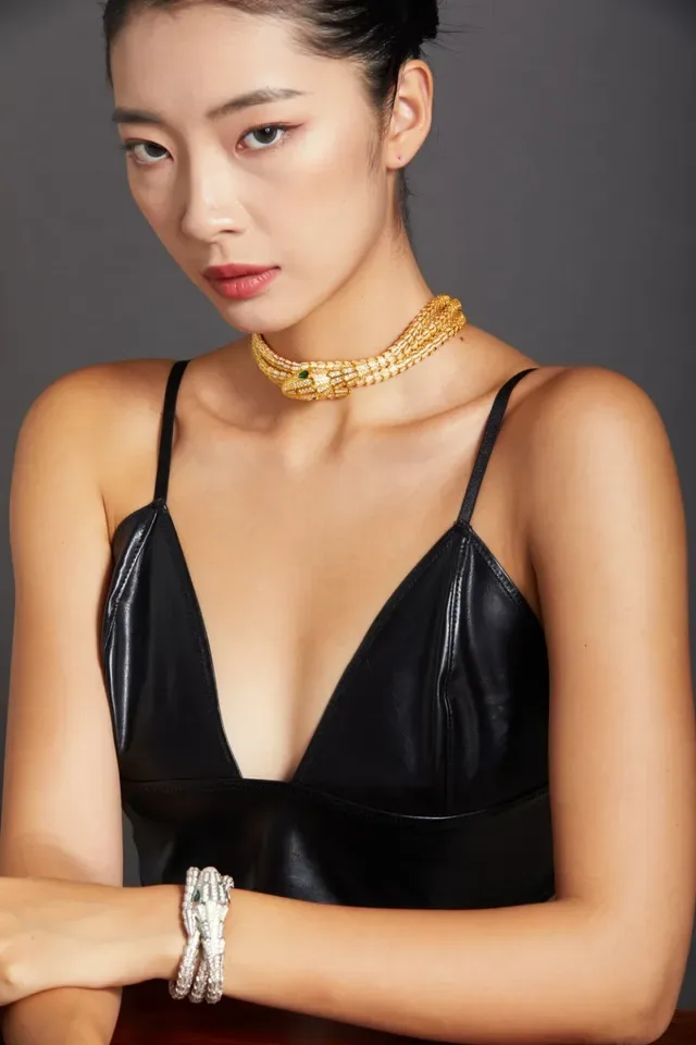 Snake-Head Pavé-Set Multi-Strand Coiled Necklace 2