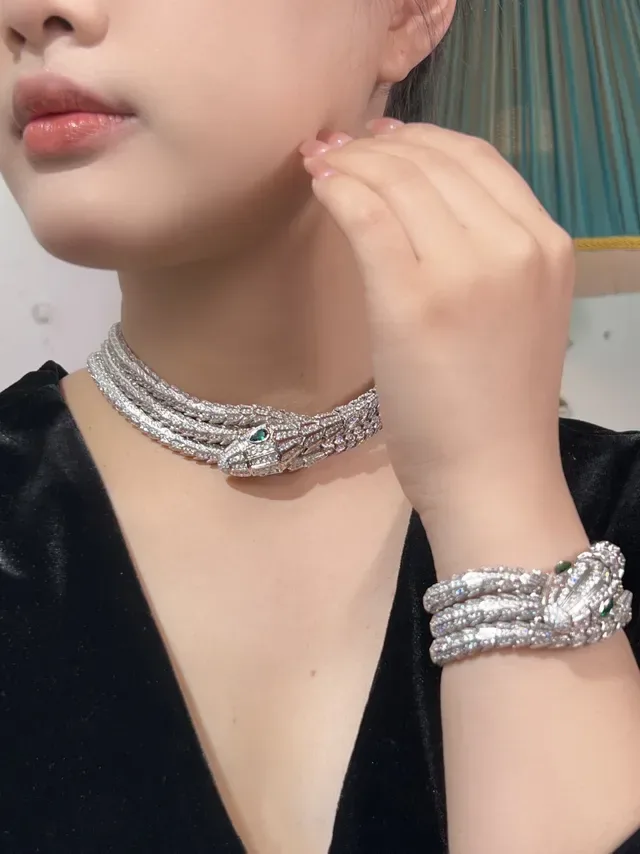 Snake-Head Pavé-Set Multi-Strand Coiled Necklace 5
