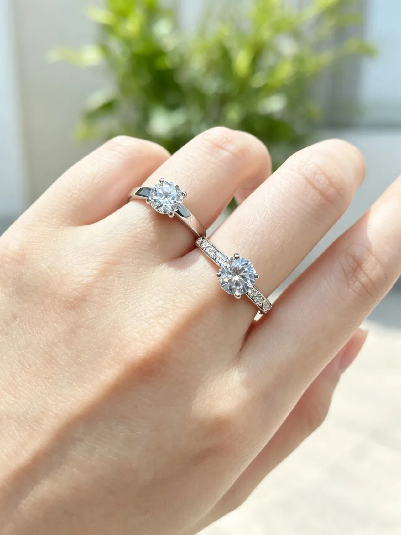 Solitaire Four-Prong Setting Split Shank Pavé Ring 8