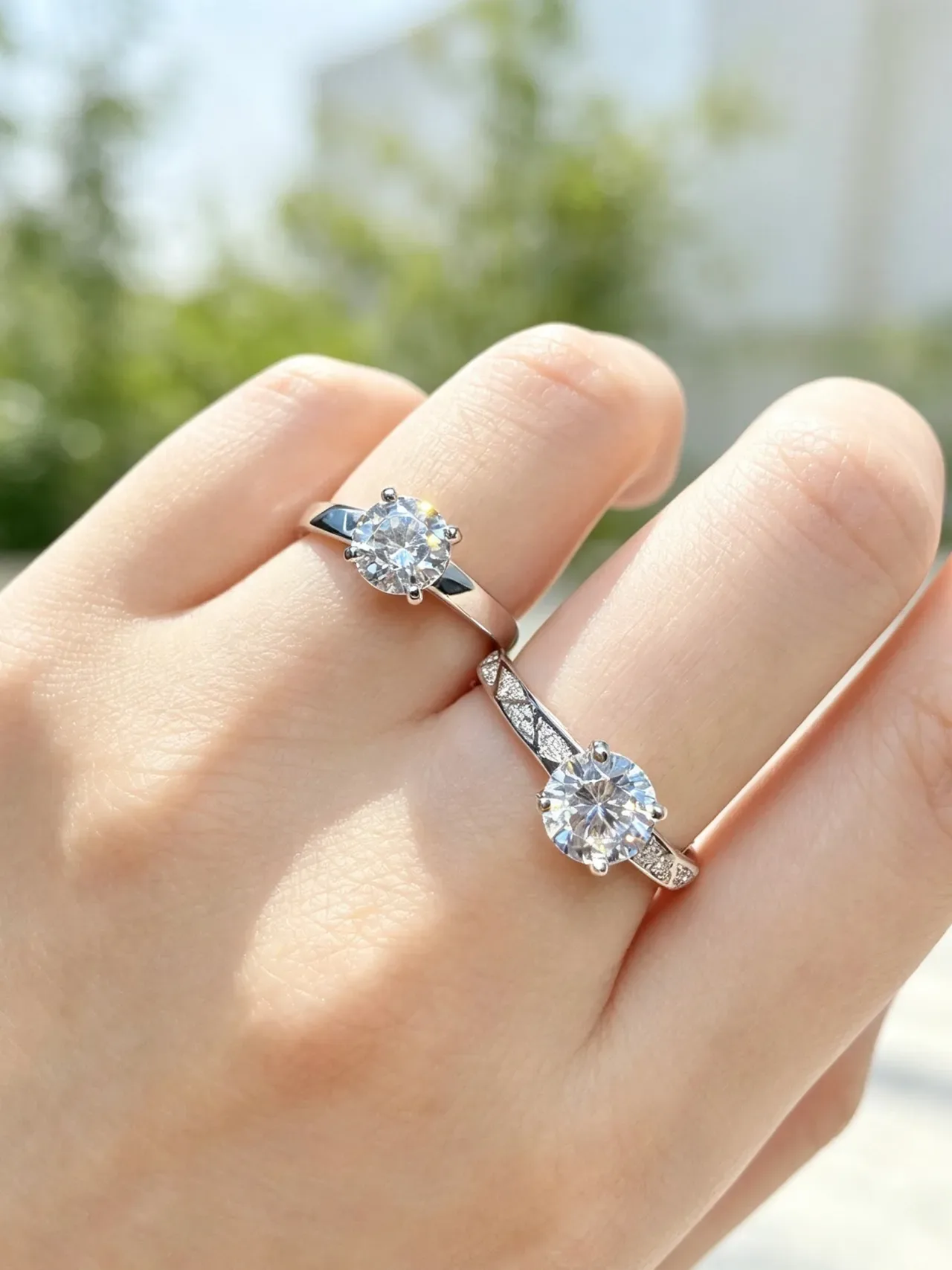 Solitaire Four-Prong Setting Split Shank Pavé Ring 9