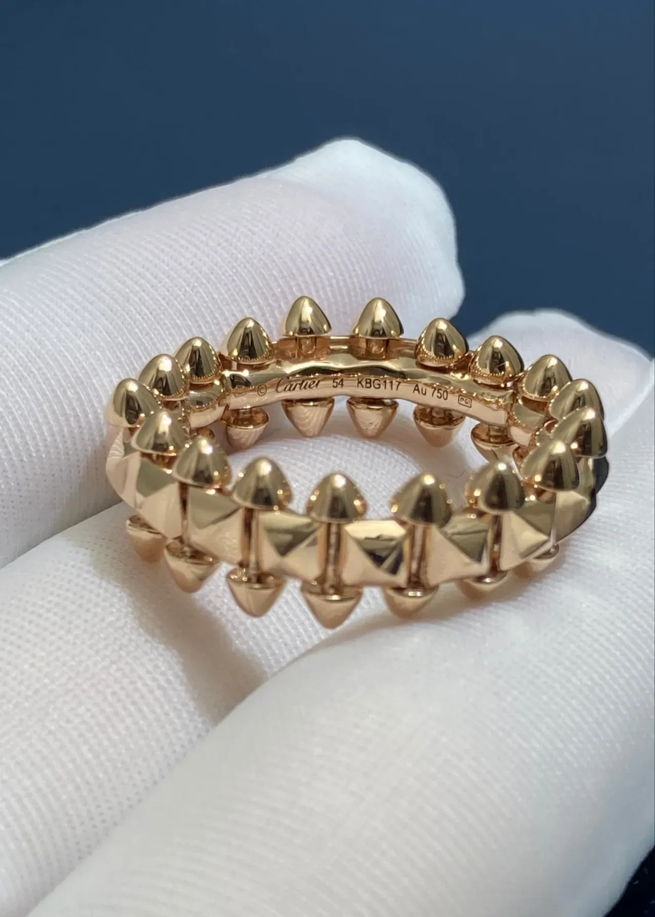 Spiked Stud Double-Row Polished Rose Gold Ring 2