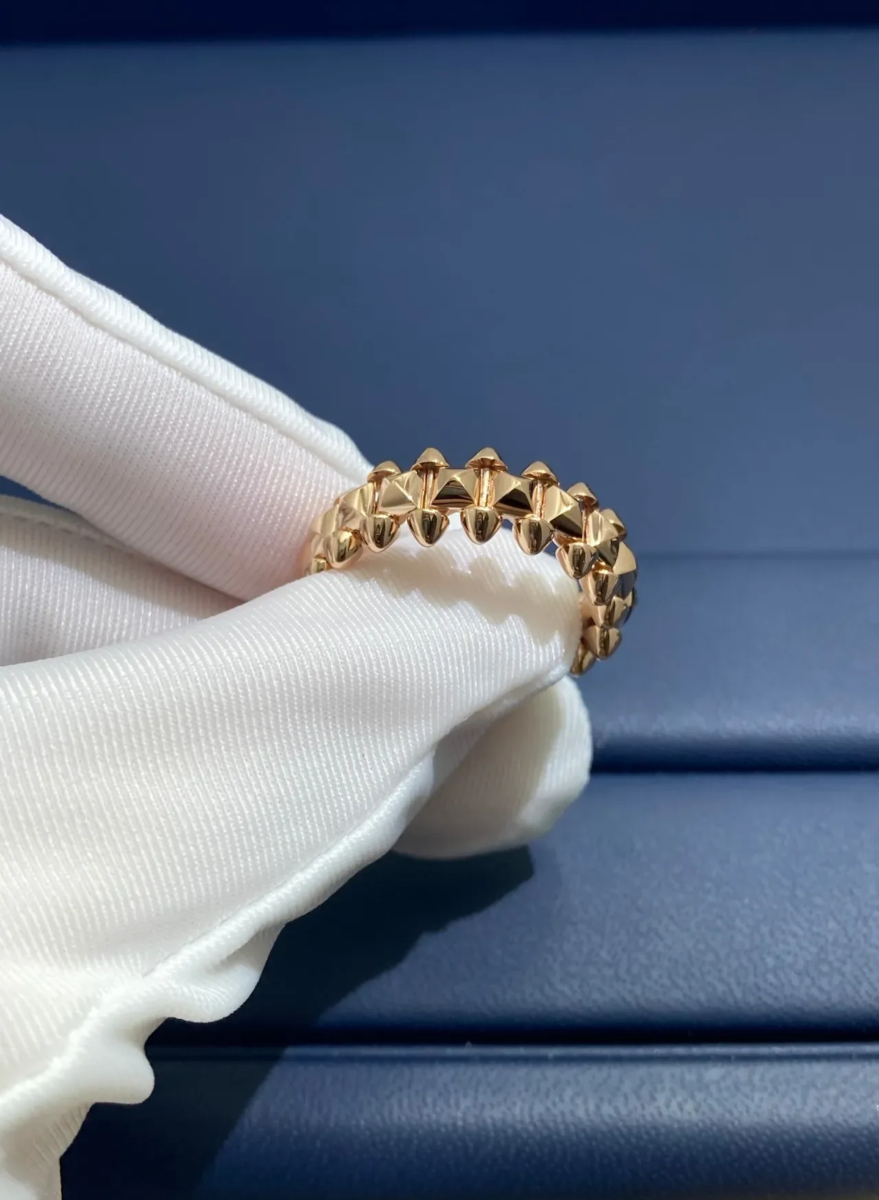Spiked Stud Double-Row Polished Rose Gold Ring 3