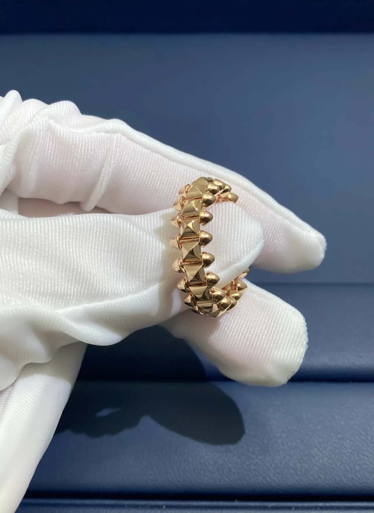 Spiked Stud Double-Row Polished Rose Gold Ring 4