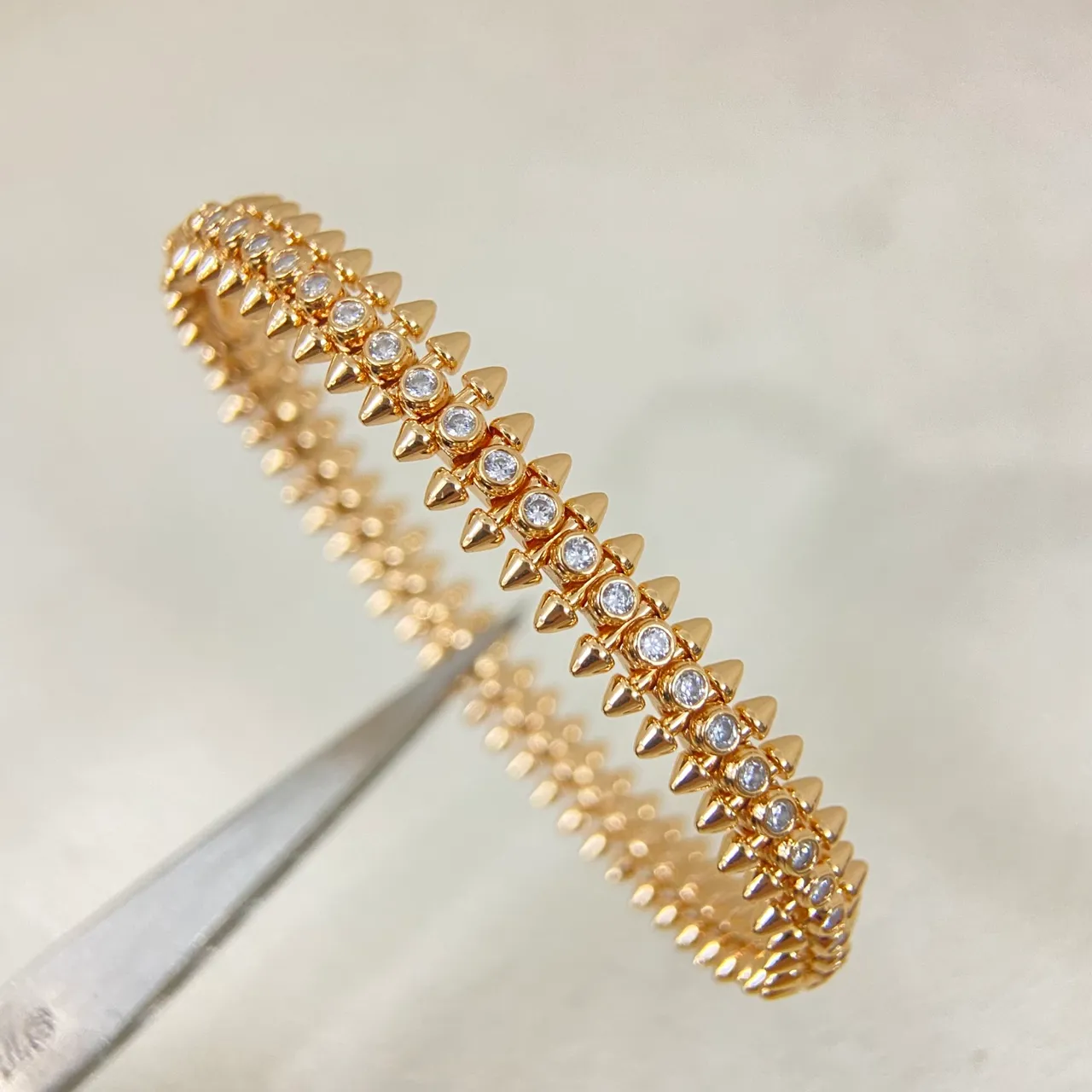 Spiked Stud Pavé Crystal Multi-Row Bangle Bracelets 6
